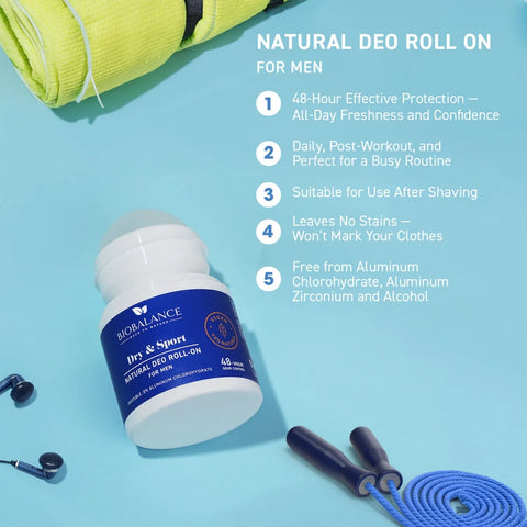 Bio Balance Dry & Sport Men Deo Roll-On 50ml – Long-Lasting Protection for Active Men