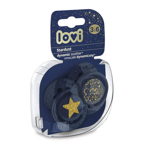 LOVI Dynamic Soother Stardust – Blue (22/893), 2 Pcs – 3–6M