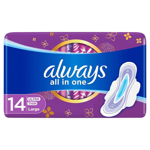 Always All In One Ultra Thin Large Night Pads 14's
