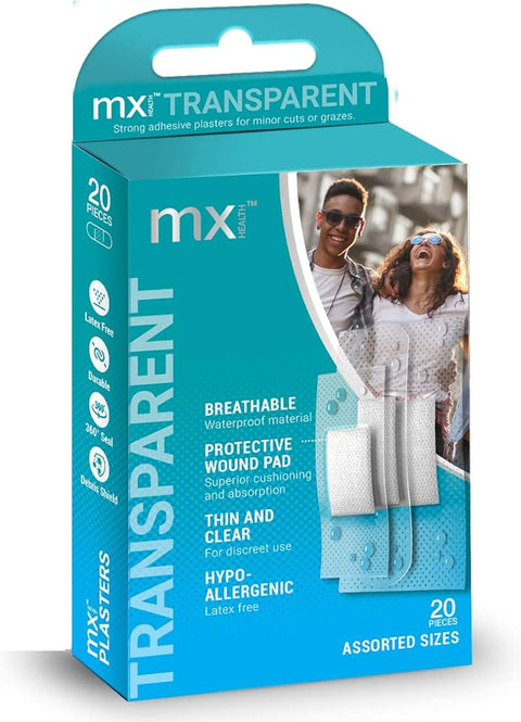 Mx Transparent Assorted Plasters 20 Pcs