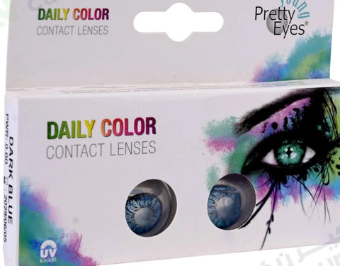 Pretty Eyes Daily Color Contact Lenses, 2 Pack - Dark Blue