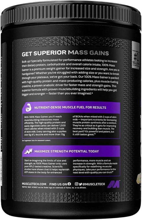 مسحوق بروتين MuscleTech 100% Mass Gainer، مخفوق الحليب بالفانيليا، 5.15 رطل