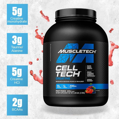 Muscletech Cell Tech Creatine Powder, Fruit Punch, 6 Lb