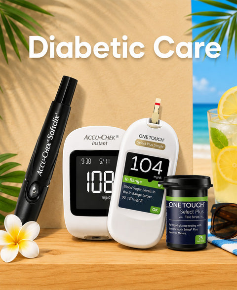 Diabetic Care Products Including Glucose Monitors, Test Strips & Essentials