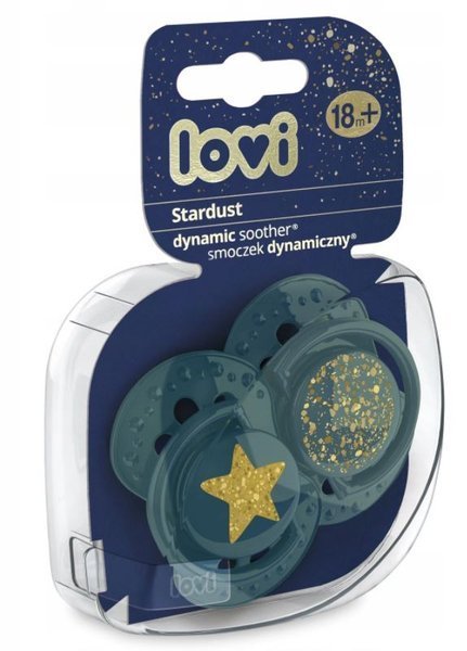 LOVI Dynamic Soother Stardust – Green (22/895), 2 Pcs – 18M+