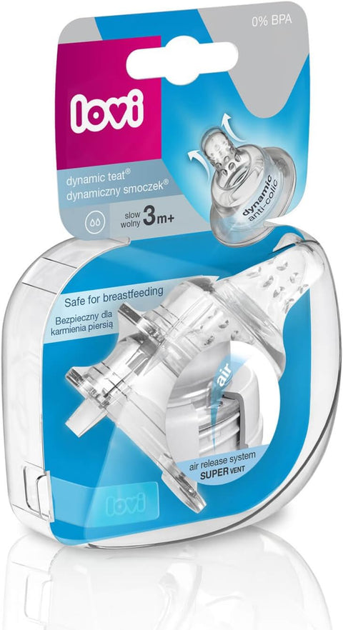 LOVI Dynamic Feeding Teat Slow (18/750), 2 Pcs - 3m+