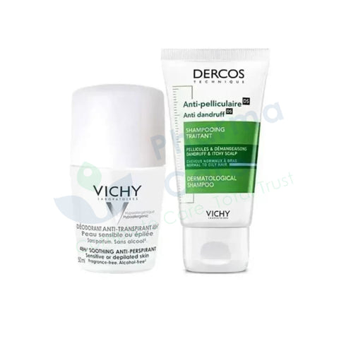 Vichy Deo Roll On Sensitive 48 Hour 50Ml +Anti dendruff Shampoo 50 Ml