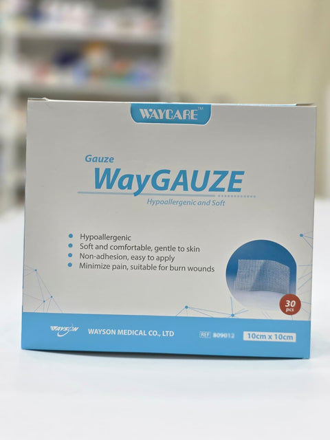 مسحات شاش معقمة من Waycare [10X10 سم] 30 ثانية