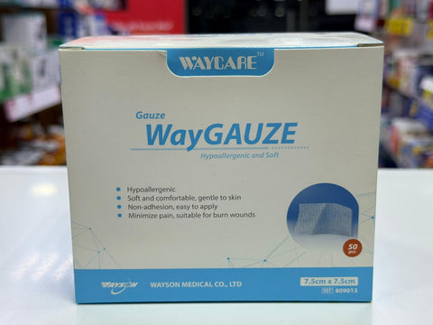 مسحات شاش معقمة من Waycare [7.5X7.5سم] 50S