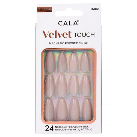 Cala Velvet Touch Almond Pearl Cateye Magnetic Powder Finish Nails 24