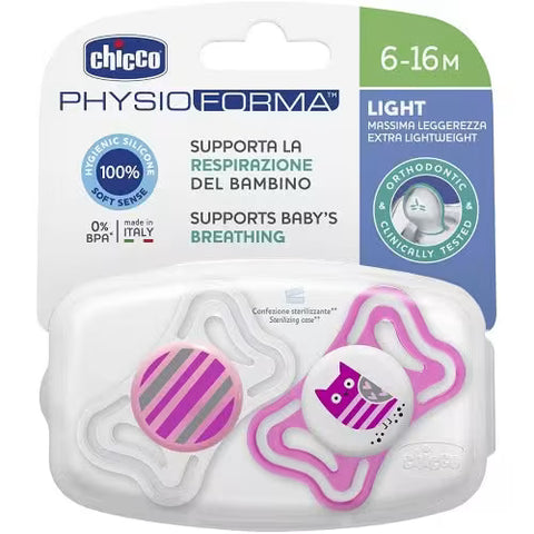 Chicco Silicone Soother Girl From 6 To 16 Month - 2 Piece