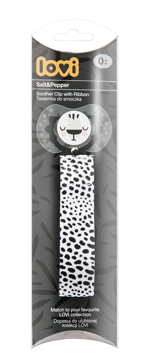 Lovi Soother Clip with Ribbon (Salt&Pepper-51/024) - 0m+