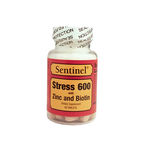 SENTINEL STRESS 600MG WITH ZINC AND BIOTIN TABLET 60'S -  - Covid Care, Hair Care, Stress & Fatigue Care, Vitamins & Minerals -  - PharmaCare Online 