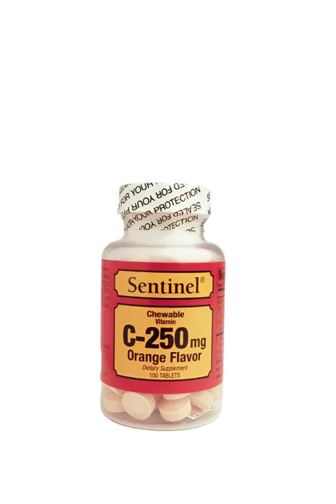 SENTINEL VIT C 250MG CHEWABLE ORANGE TABLET 100'S -  - Cold & Flu, Covid Care, Fever, Vitamins & Minerals -  - PharmaCare Online 