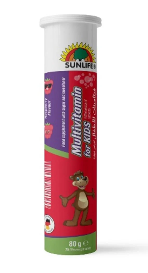 Sunlife Mult.Vit For Kids Raspberry 20Tablets