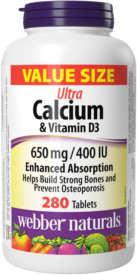 Webber Naturals Calcium 600 Mg + Vitamin D3 400Iu - 90's