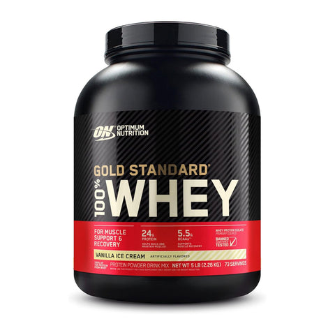 Optimum Nutrition, Gold Standard 100% Whey Protein Powder, Vanila Ice cream 5LB