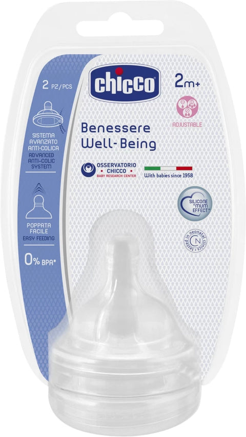 Chicco Wb Silicone Nipple (4M+),2's