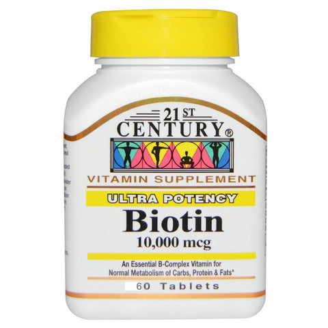 21ST CENTURY BIOTIN 10,000MCG TABLET 60'S - PharmaCare Online 