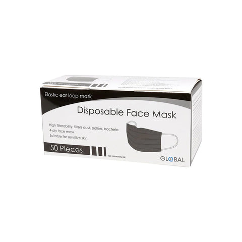 BLACK DISPOSABLE FACE MASK 50'S -  - Covid Care, Face Masks, Healthcare Devices, Medical Accessories & Consumables -  - PharmaCare Online 