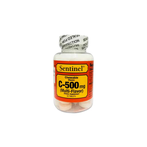 SENTINEL VITAMIN C 500MG MULTI FLAVOR CHEWABLE TABLET 50'S -  - Cold & Flu, Covid Care, Fever, Vitamins & Minerals -  - PharmaCare Online 