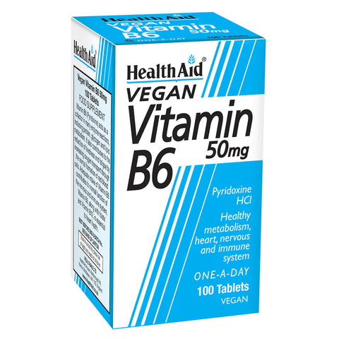 HEALTH AID VITAMIN B6 50MG TABLET 100'S -  - Vitamins & Minerals -  - PharmaCare Online 