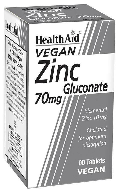 HEALTH AID ZINC GLUCONATE 70MG TABLET 90'S -  - Covid Care, healthaid, Nutrition, Vitamin C, Vitamins&Minerals -  - PharmaCare Online 