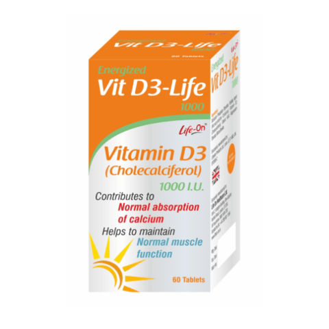LIFE ON VIT D3-LIFE 1000IU TABLET 60'S -  - Covid Care, Nutrition, Vitamin C, Vitamins&Minerals -  - PharmaCare Online 