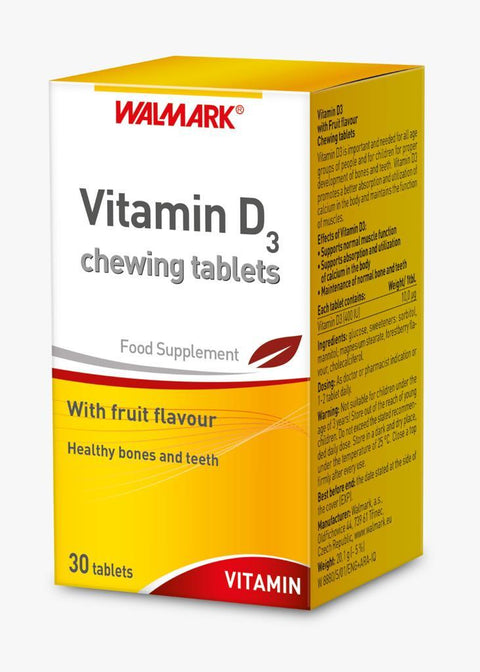 WALMARK VITAMIN D3 400IU CHEWABLE TABLET 30'S -  - Kids Vitamins, Nutrition, Vitamin C, Vitamins&Minerals, walmark -  - PharmaCare Online 